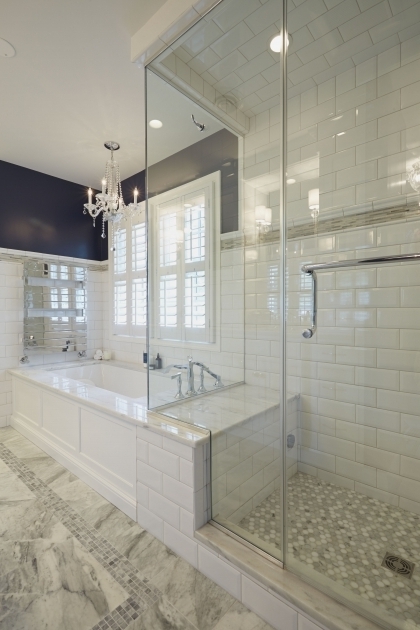 Alluring Heated Soaking Tub Glass Enclosed Shower With Bench Connected To The Platform Of A