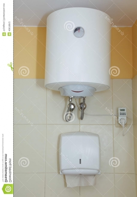 Beautiful Bathtub Water Heater Paper Towel Dispenser And Electric Water Heater Stock Photo