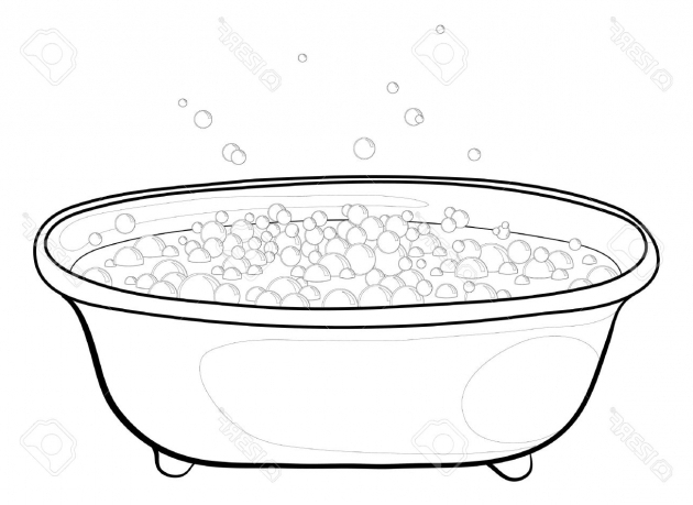 Incredible How To Draw A Bathtub Old Bathtub With Bubbles Of Soap Suds Contours Vector Royalty