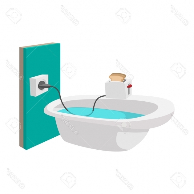 Amazing Toaster Bathtub Toaster On The Edge Of A Bathtub Icon In Cartoon Style On A White
