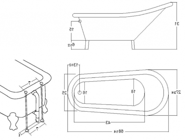 Fantastic Clawfoot Tub Dimensions Bathroom Impressive Dimensions Of Bathtub 1 Ft Bathtubs Clawfoot