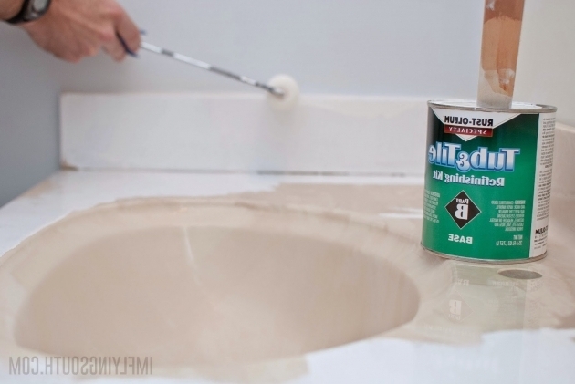 Fascinating Spray Paint Bathtub Remodelaholic Painted Bathroom Sink And Countertop Makeover