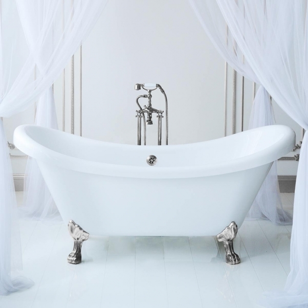 Image of Double Slipper Clawfoot Tub Randolph Morris 70 Inch Acrylic Double Slipper Clawfoot Tub No