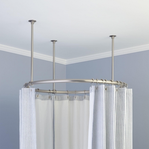 Picture of Ceiling Mount Shower Curtain Rod Clawfoot Tub 32 Round Solid Brass Shower Curtain Rod Clawfoot Shower Rods